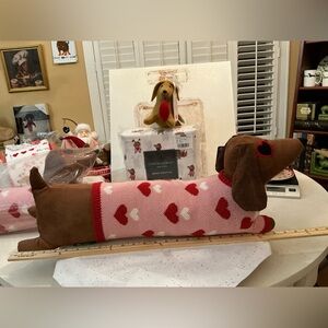 Adorable Looong Valentine Dachshund Pillow Cozy knit Sweater with heart details